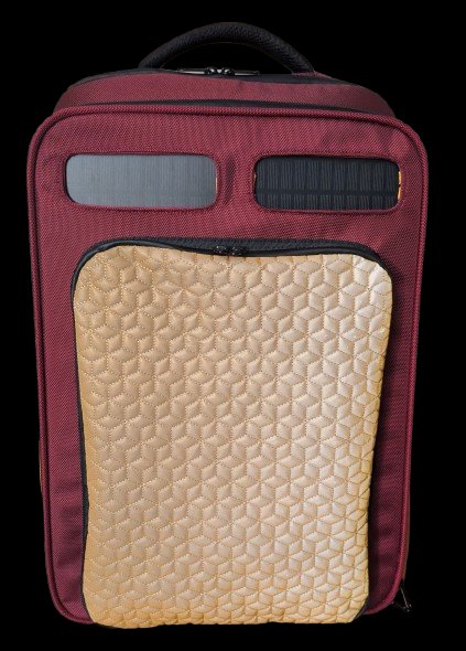 Front view — solar panels and gold cover