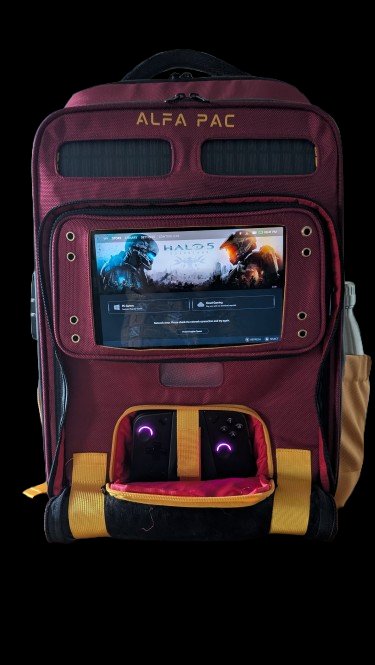 ALFA PAC gaming backpack with Lenovo Legion Go mounted